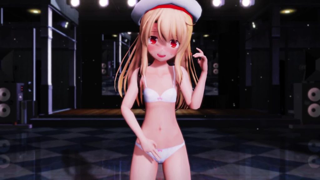 [MMD R18]〇学生イリヤちゃんの首振りダンスサード【差分】